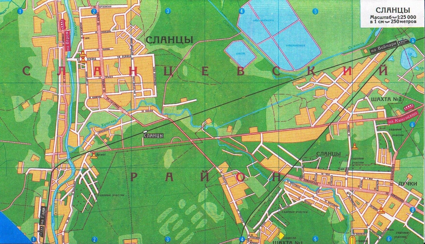 Сланцы на карте Ленинградской области